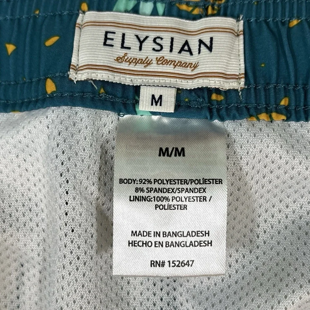 Elysian Supply‎ Company Swim Trunks Medium Blue Pineapple AOP Beach Pool Summer